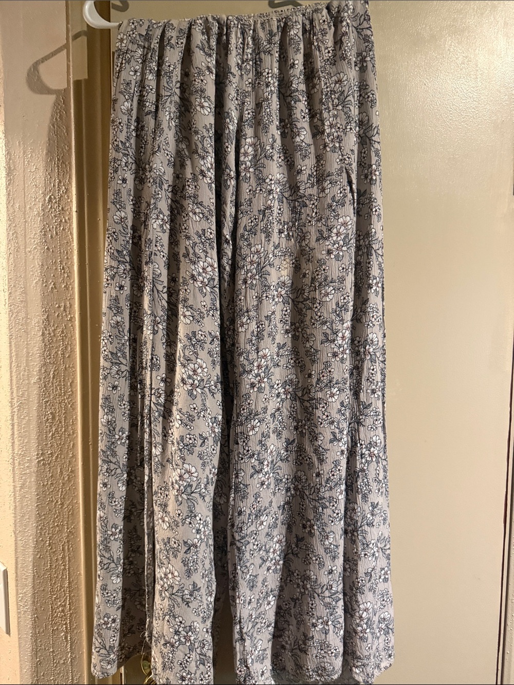 Sincerly Jules Cream Maxi Skirt with Blue Floral Print